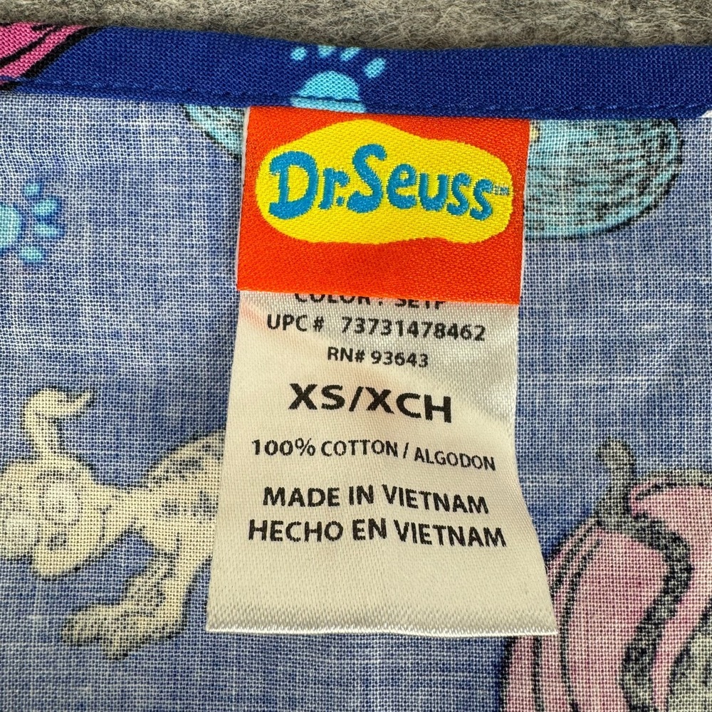 Dr. Seuss Scrub Top What Pet Should I Get? Cotton Blue Womens XS - Picture 4 of 9